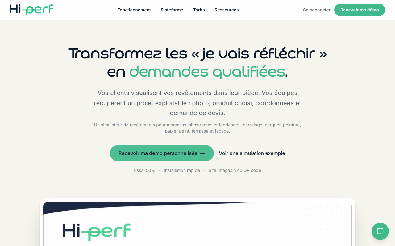 Simulateur de revêtements Hi-Perf en production sur simulateur.hi-perf.fr